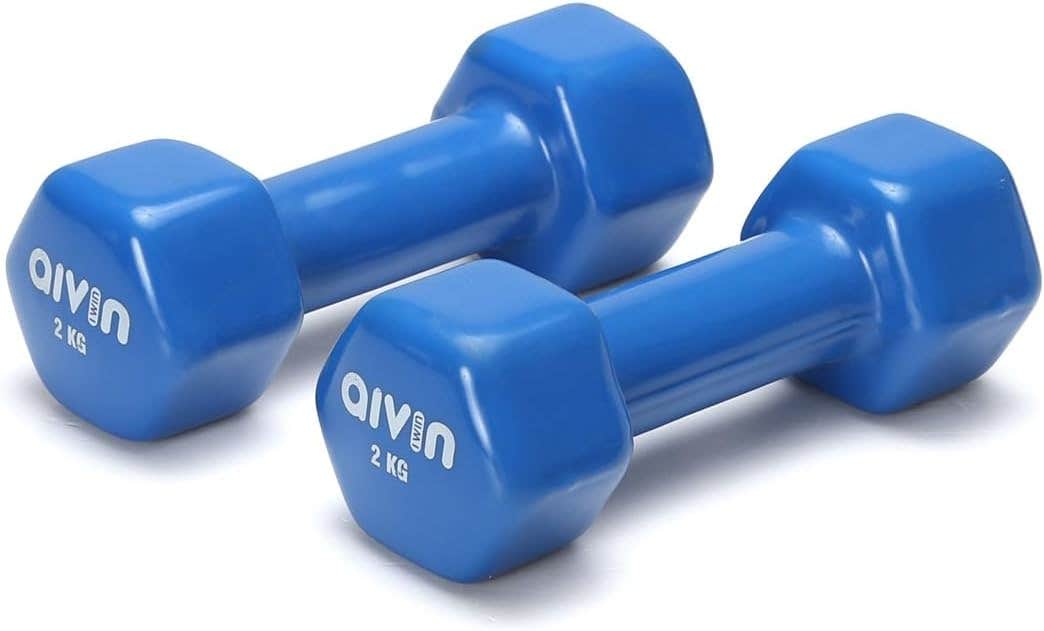 Aivin Strong Vinyl Dumbbell | Vinyl Coated Hexa Dumbbell | Set for Men & Women | Ideal Home & Gym Workout | Non-Slip Grip, Compact & Portable | Fitness Gym Equipment for Strength Training,