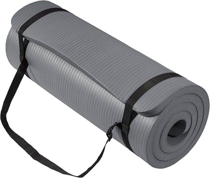 Extra Thick Yoga Mat with Non-Slip Surface & Carry Strap - Graphite Gray - Tear-Resistant - Home Gym & Pilates
