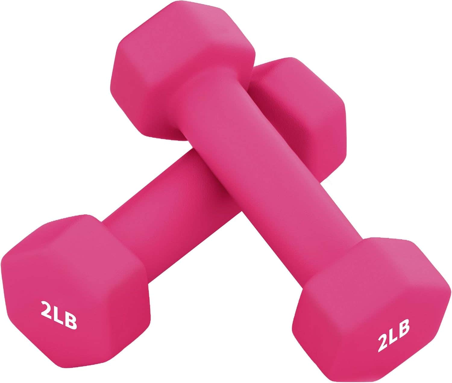 Vtory Dumbbells with Non-Slip Grip, Neoprene Coated Non-Roll DesignHand Weight, Perfect for Home Workouts, Physical Therapy, Strength Training, Sets of 2, 2lb each, Pink