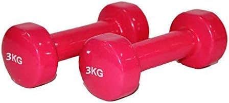 Classical Head Vinyl Dumbbell Set, 3kg x 2 - Red
