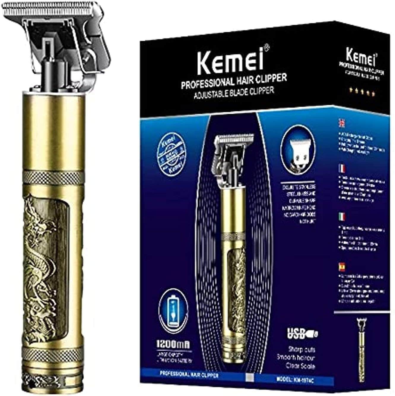Kemei KM-1974C Professional Hair and beard trimmer -Gold