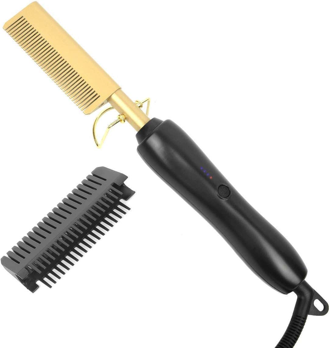 Electric Hair Straightener Brush Wet & Dry for Men