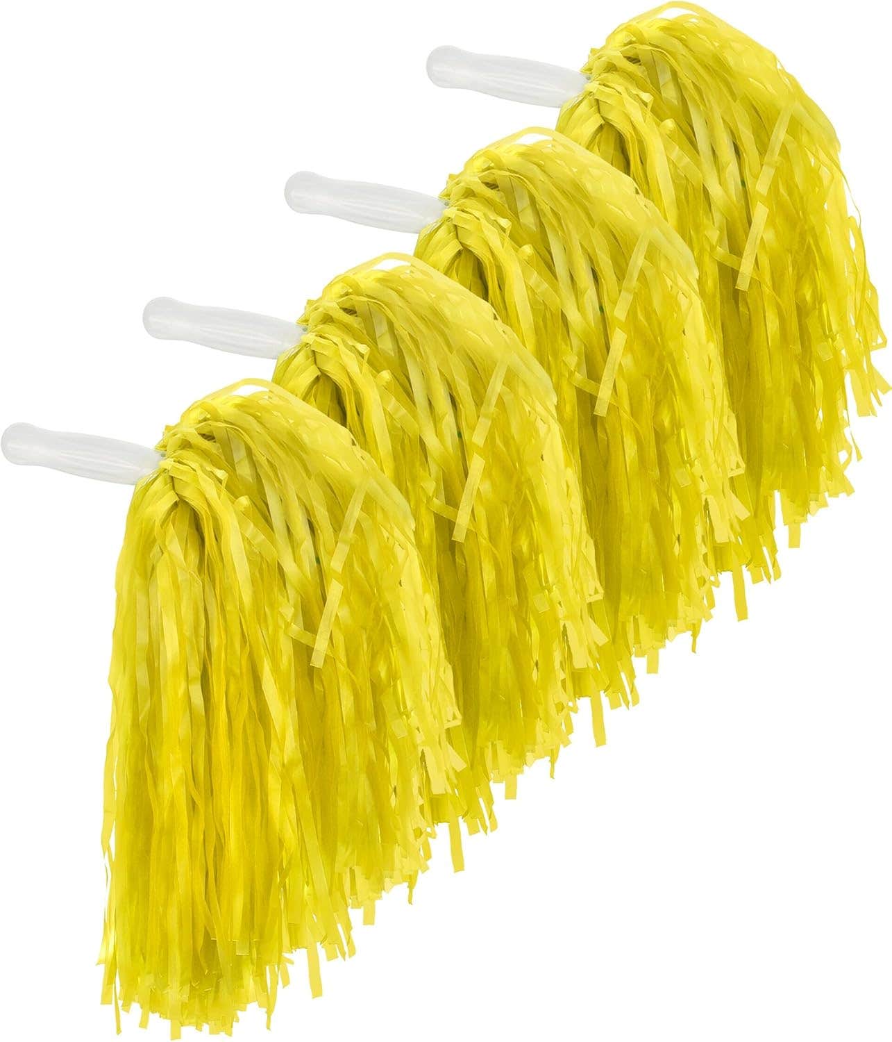 Pangda Cheerleader Pom Poms - Yellow, 2 Pairs, Lightweight & Durable