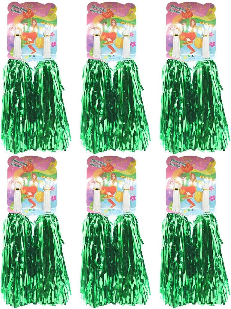 Premium Cheerleading Pom Poms - Set of 12 Hand Flowers for Sports Cheers