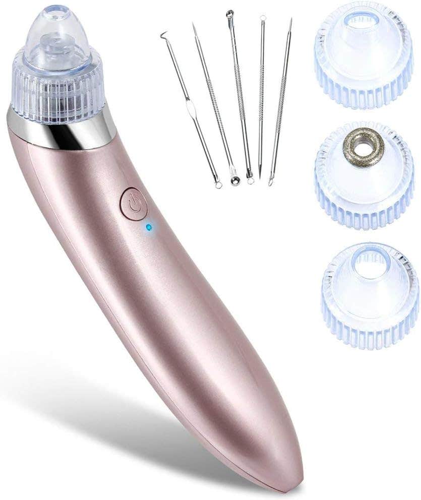 Blackhead Remover Electronic Facial Pore Cleaner Skin Peeling Acne Remover Utilizes Pore Vacuum Comedone Extractor (Rose Gold)