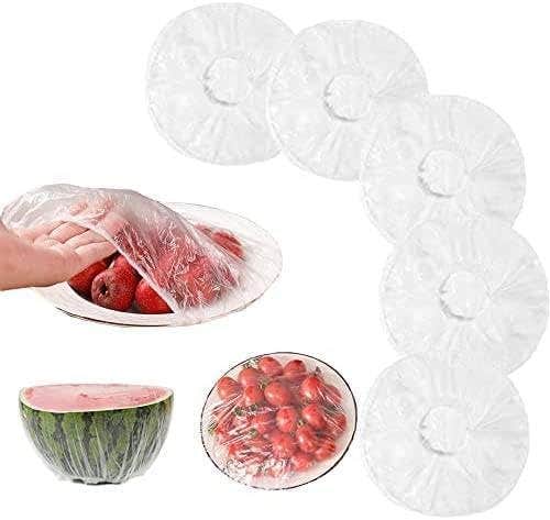 100 Count Elastic Food Storage Bags | Clear Plastic | Durable Material | High Elasticity Strap | Generic Brand