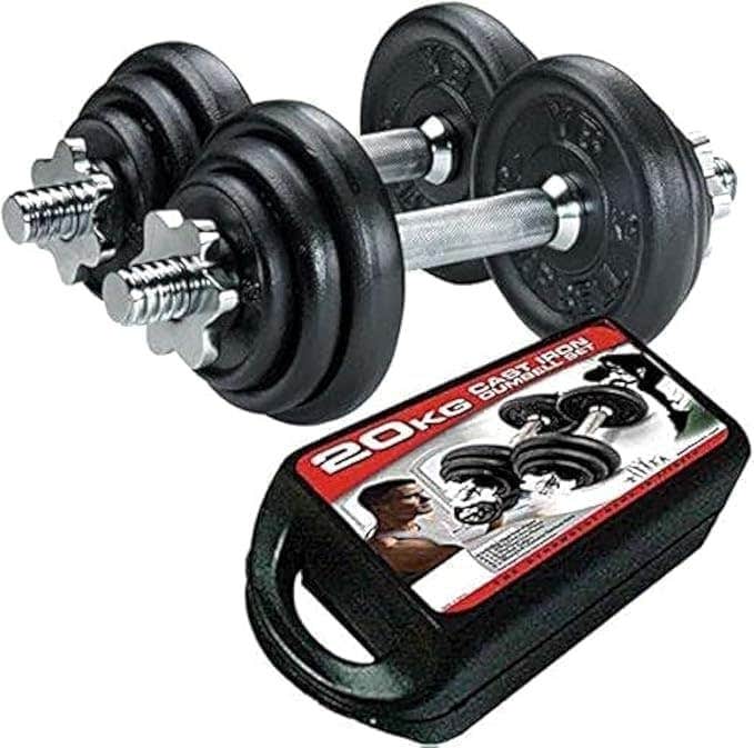 Dumbbell Set 20kg Fitness Dumbbell Set with Connecting Bar Exercise Chrome with Carry Bag Weight: 20Kg Type: Home Gym