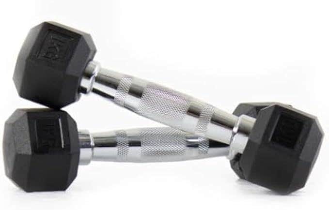 Hex Rubber Coated Dumbbells, Black (4, KG)