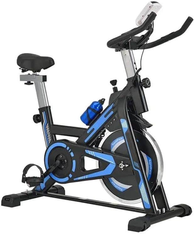 EverFit Exercise Bike for Cardio Fitness & Strength Training, Adjustable Height, Water Bottle Holder - Blue