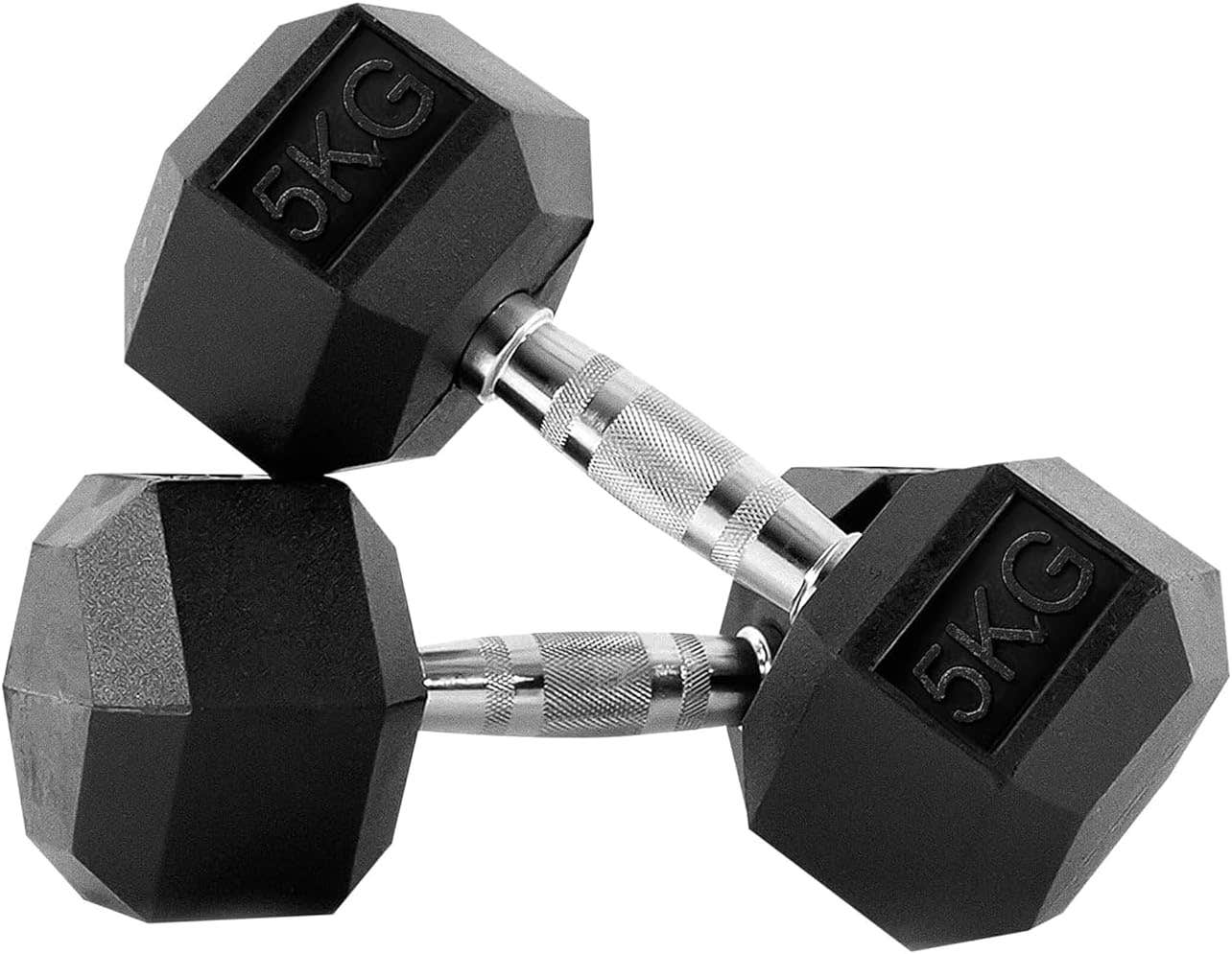 Kizlo Dumbbells Set for Home Gym | Fitness Equipment for Men & Women | Rubber Coated, Hexa Shaped | Workout Core, Arms, Chest | Use with Gym Bench
