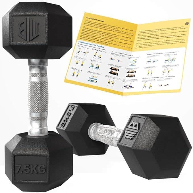 Professional Non-Slip Rubber Hex Dumbbells Set - 30kg Weight - Chrome Handle - Various Weights - Exercise Equipment