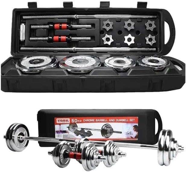 Adjustable Chrome Dumbbells Set | 50KG | Non-Slip Handles