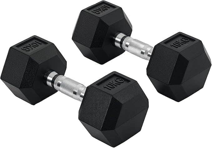 Hexagonal Dumbbells Set - 5 kg Pair for Bodybuilding & Cross Training