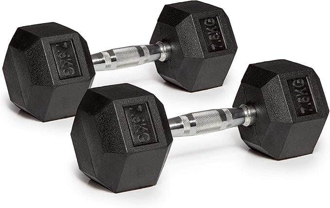 Rubber Hex Dumbbells Set 15kg (Pair) - Home Gym Fitness Training