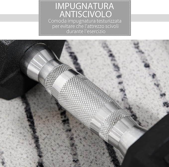 Hexagonal Rubber Coated Dumbbells Set - 1-80 kg, Non-Slip Grip, Chrome Handlebars
