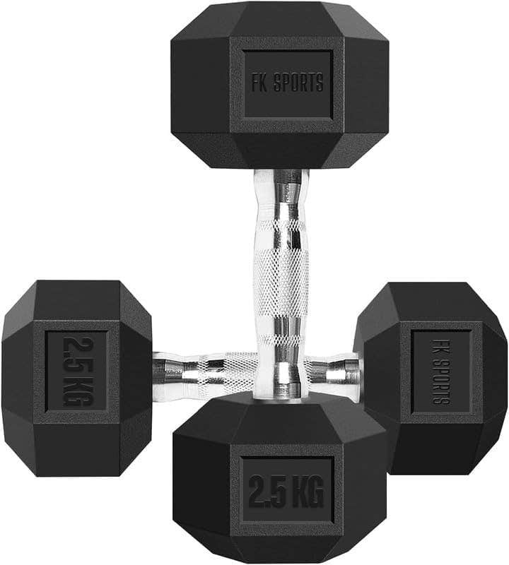 Smart Sport Chrome Plated Rubber Hex Dumbbell Set (5 kg x 2) - Home Workout Essentials