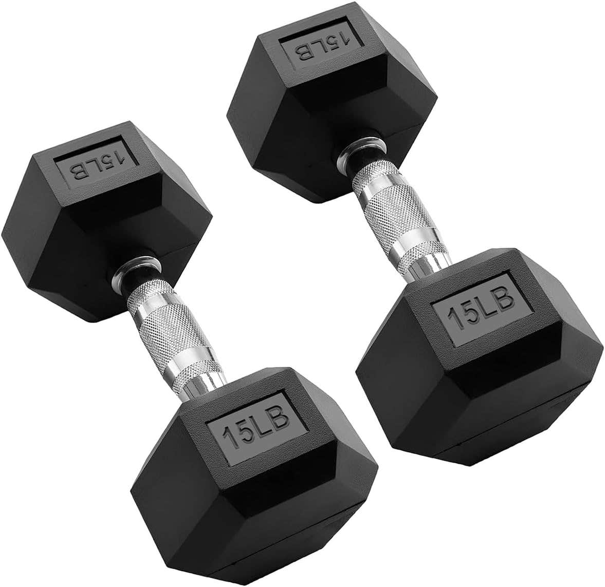 Raganet 15 lb Neoprene-Coated Dumbbell Set - Non-Slip Grip