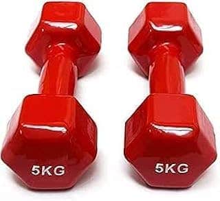 SMART FIT® Vinyl Double Dumbbells - Multicolor 5 KG - Durable Polypropylene - Gym & Home Workout