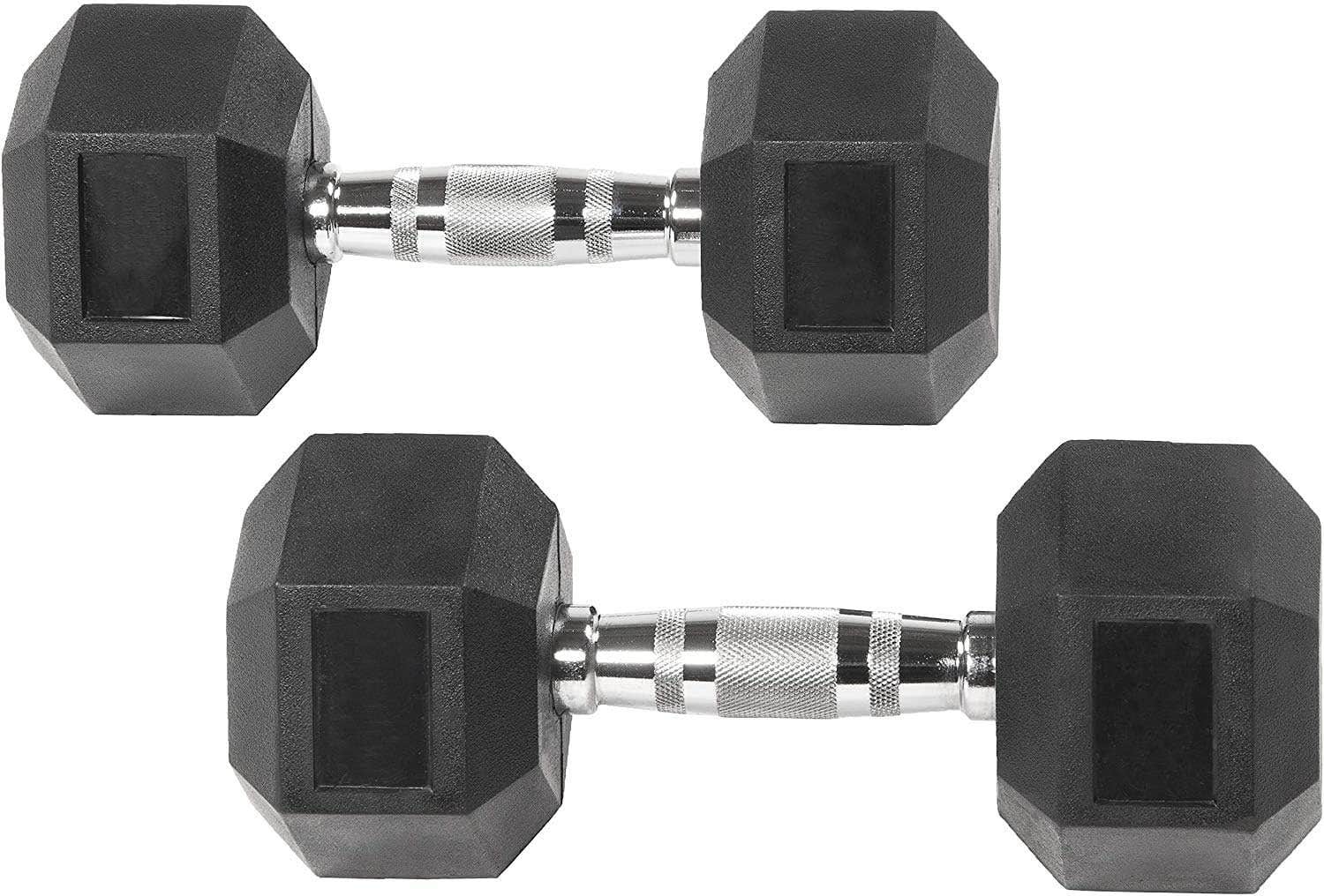 Musclen Fitness Hex Rubber Dumbbells Set - 15Kg Pair, Black
