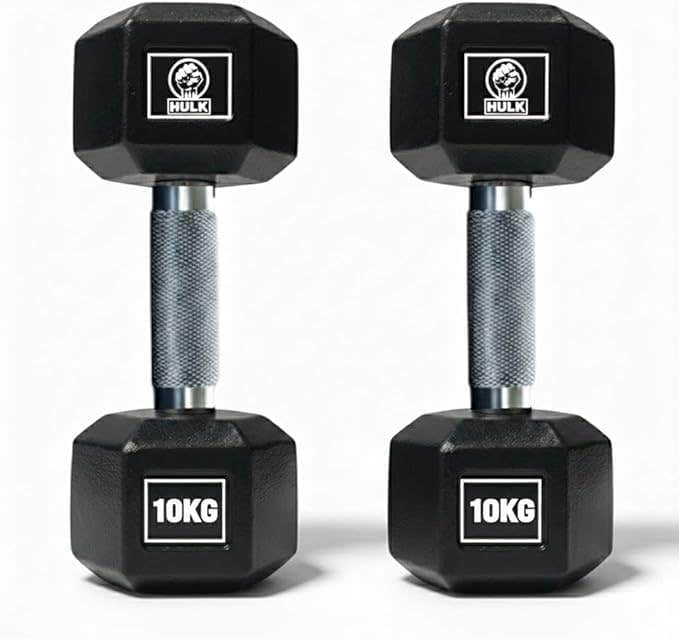 Generic 10KG Hex Dumbbell Set - Rubber Coated, Non-Slip Handles - Black