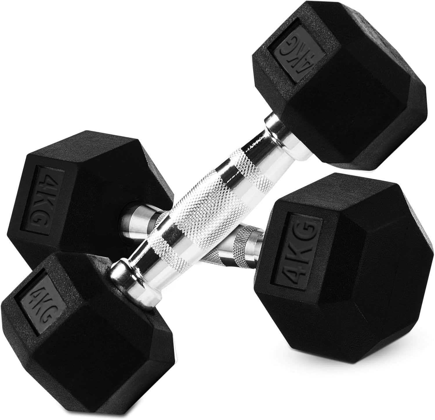 Hex Dumbbell Set, 1-20kg Rubber Encased Hex Dumbbell Cast Iron Exercise & Fitness Dumbbells, Non-Slip Handles Dumbbells Set of 2, Hand Weight for Strength Training