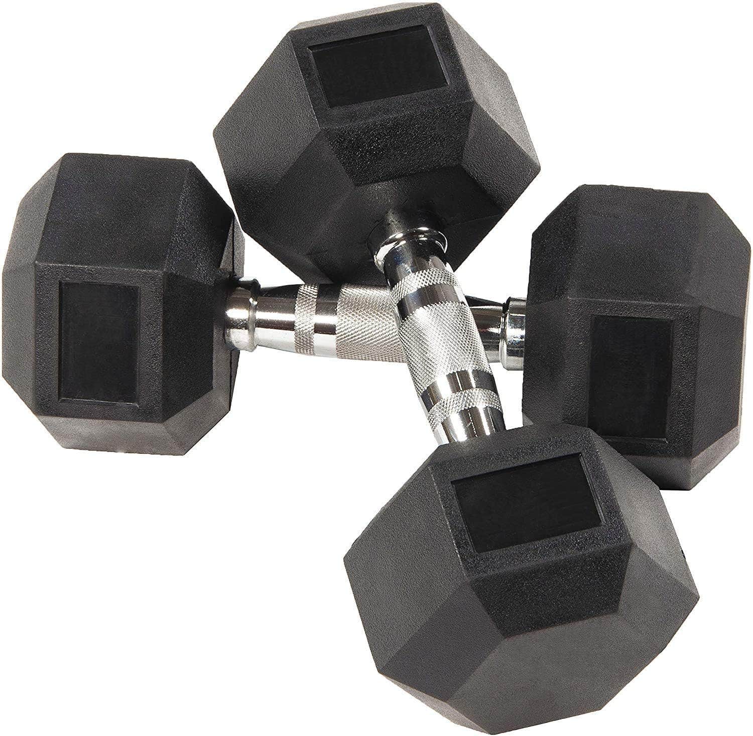 Musclen Fitness Hex Rubber Dumbbells Set, Black, 10Kg Pair