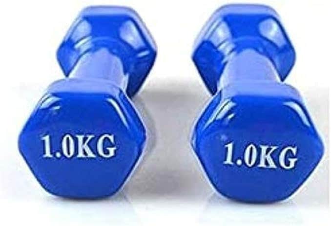 Generic Vinyl Coated Iron Dumbbell Set - 1 Kg x 2 Pcs (Blue)