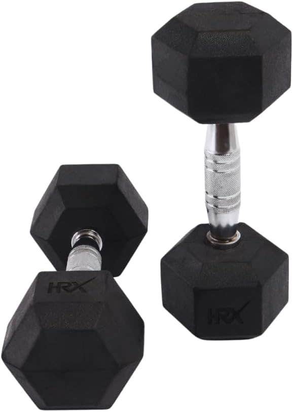 HRX Hex Dumbbell Ideal for Home Workout Strength Training for Men & Women Pack of 2 Fixed Weight Dumbbell (2.5 kg)