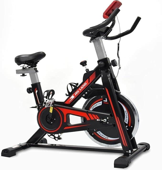 Bike For Home Cardio And Strength Training Workouts With Height Adjustable And Water Bottle Holder, Exercise Bike EM-1561, Red