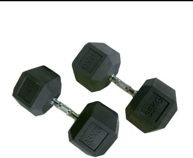 40kg Hexagonal Fixed Dumbbell, Black Metal, Non-Rolling Design