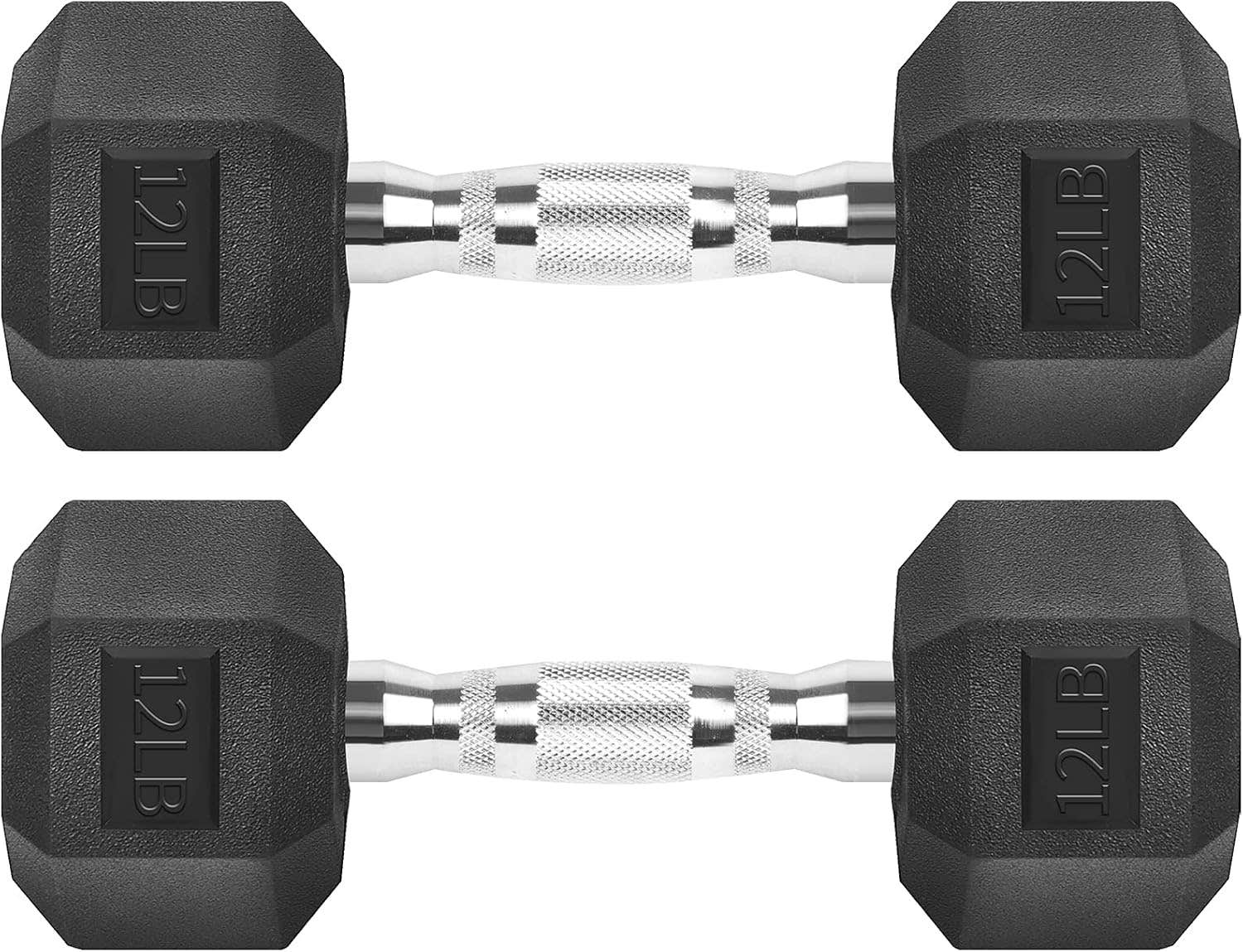 Hex Dumbbells Rubber Coated Cast Iron Hex Black Dumbbell Free Weights for Exercises