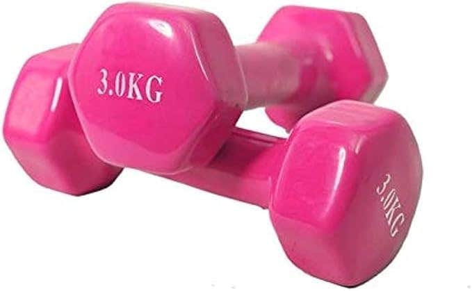 Generic Pink Vinyl Double Dumbbells - 3 KG Pair - Grip Feature