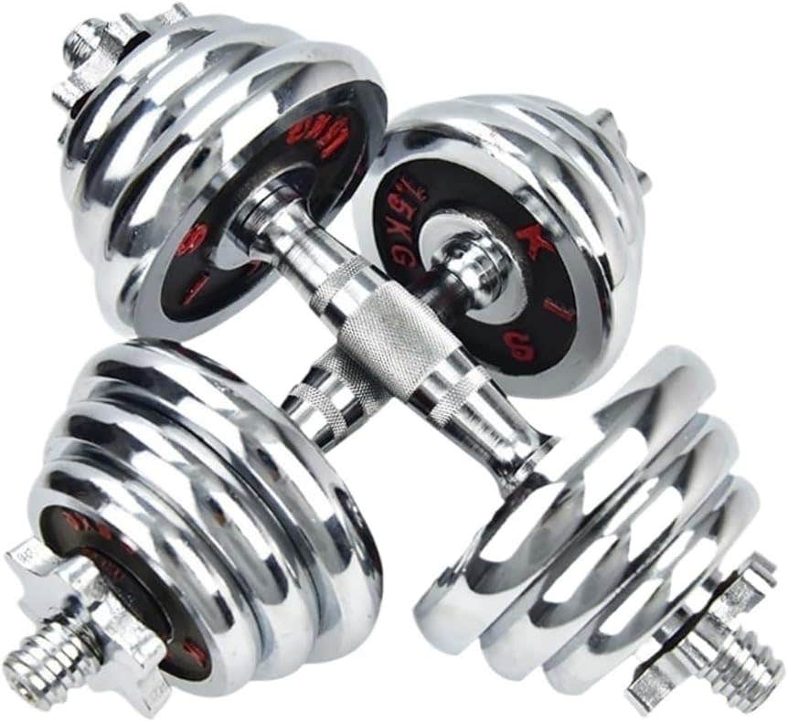 Dumbbel Dumbbell Set, Adjustable Weight Set Metal Links Used as Barbell, Chrome Weights Home Gym Workout Training Barbell