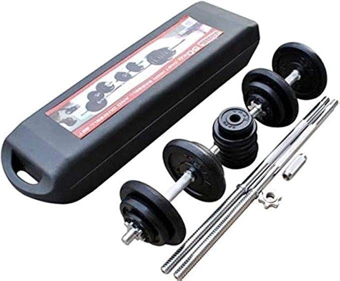 50KG Black Metal Dumbbell & Barbell Training Kit