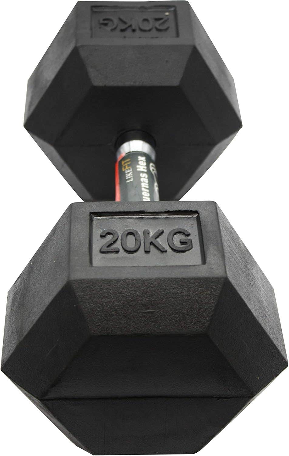 LIKEFIT 20 kg Hexagonal Dumbbells Set | Non-Slip Handle, Stainless Steel & Vinyl Rubber | Black