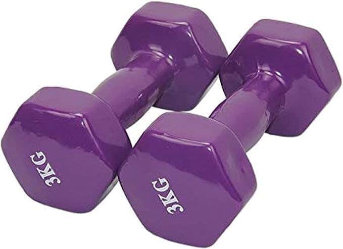 Vinyl Double Dumbbells (3kg, Purple) Set of 2 Pieces009