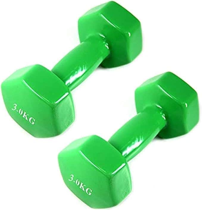 Generic 6kg Green Vinyl Dumbbell Weights Set - 2 Pieces