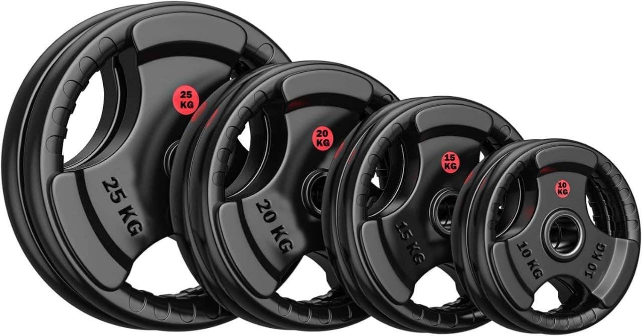 ALCOACH Rubber fitness Olympic Weight Plates, 2-inch Olympic Grip Plate for Weightlifting and Strength Training, Olympic Weight Plates Set for Barbell in Home Gym (140KG Set)