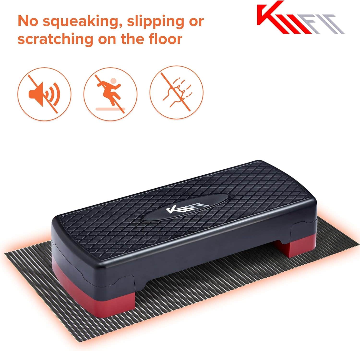 KM-Fit Fitness Stepper | Step Board Aerobic Stepper for Home | Step Bench 2-Way Height Adjustable | Load Capacity up to 200 kg | Gymnastics Home Stepper with Non-Slip Mat | Aerobic Quilted Bench