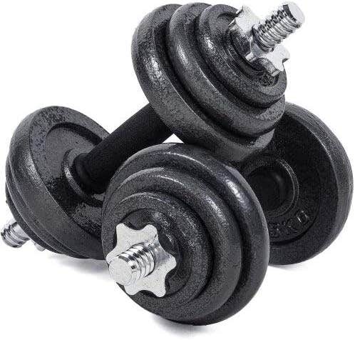 TILZ GEAR 20KG Adjustable Cast Iron Dumbbell Set with Carry Case
