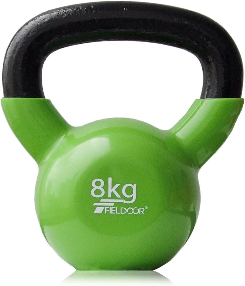 FIELDOOR Kettlebell 8.8 lbs (4 kg), 11.0 lbs (5 kg), 8 kg), 22.6 lbs (10 kg), 22 lbs (12 kg), 36.3 lbs (16 kg), 40.1 lbs (20 kg), Soft PVC Coating, Noise Reducing, Scratch Resistant, Core Training