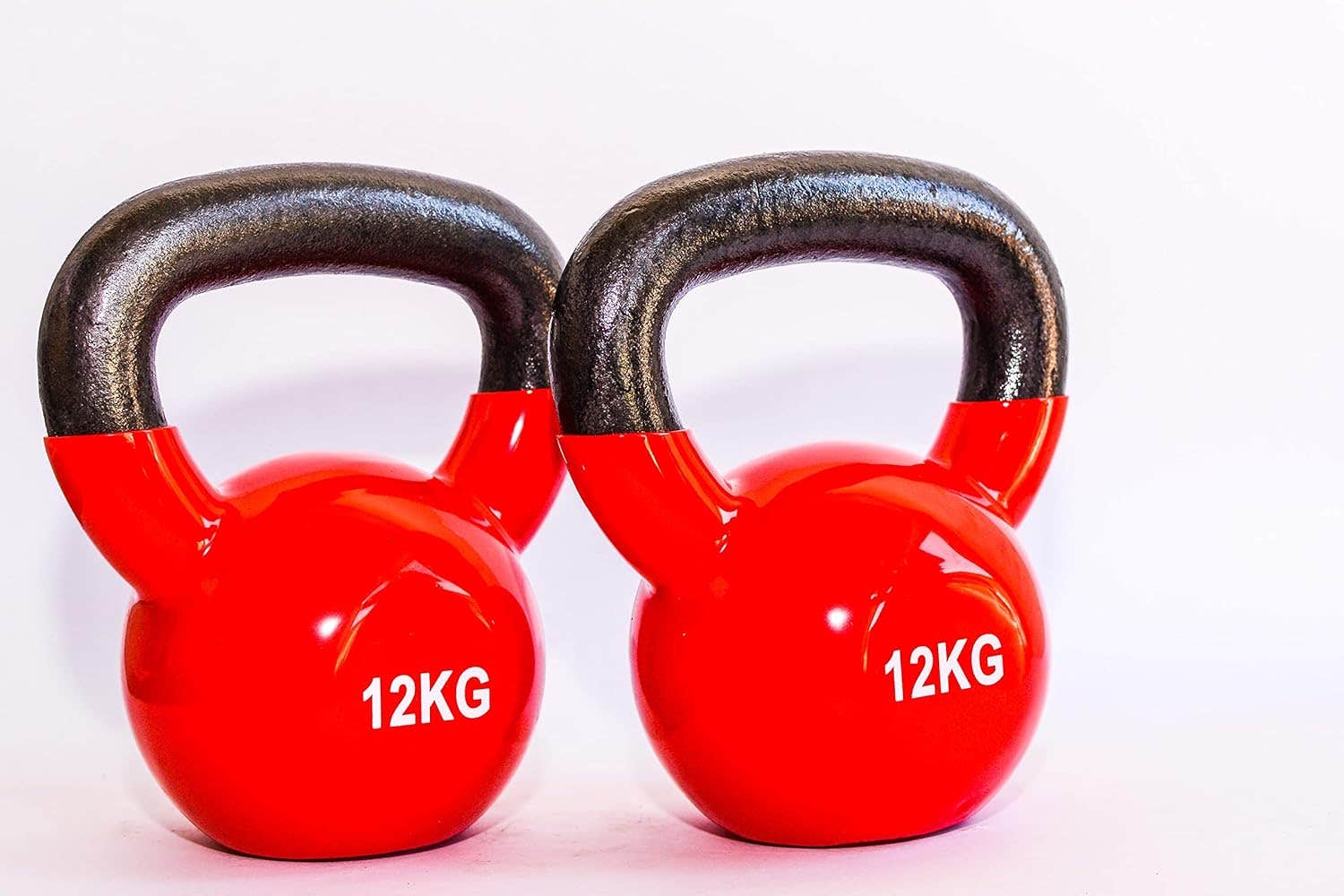 Kettlebells set of two 12kg red with black grip