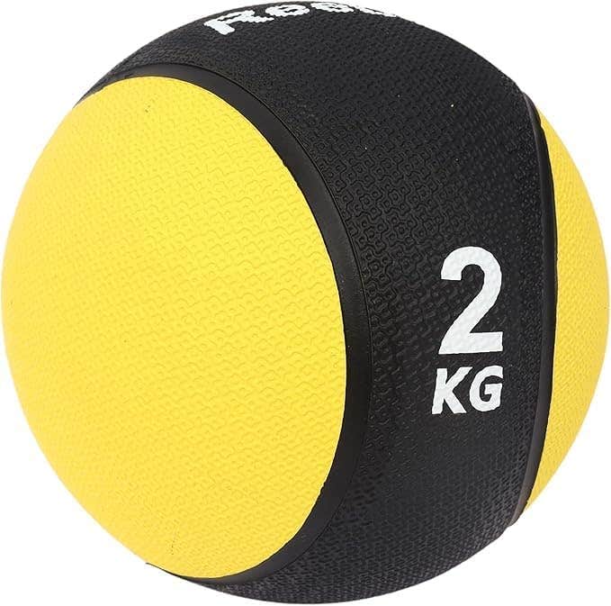 Weighted Medicine Ball For Strength Training Black And Yellow - 2 Kg