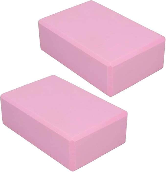 Yoga BLock Brick Pilates Sports Exercise Gym Foam Workout Stretching Aid Body Shaping Health Training Equipment (2 Pack) (Double Color) (Pink, One size)