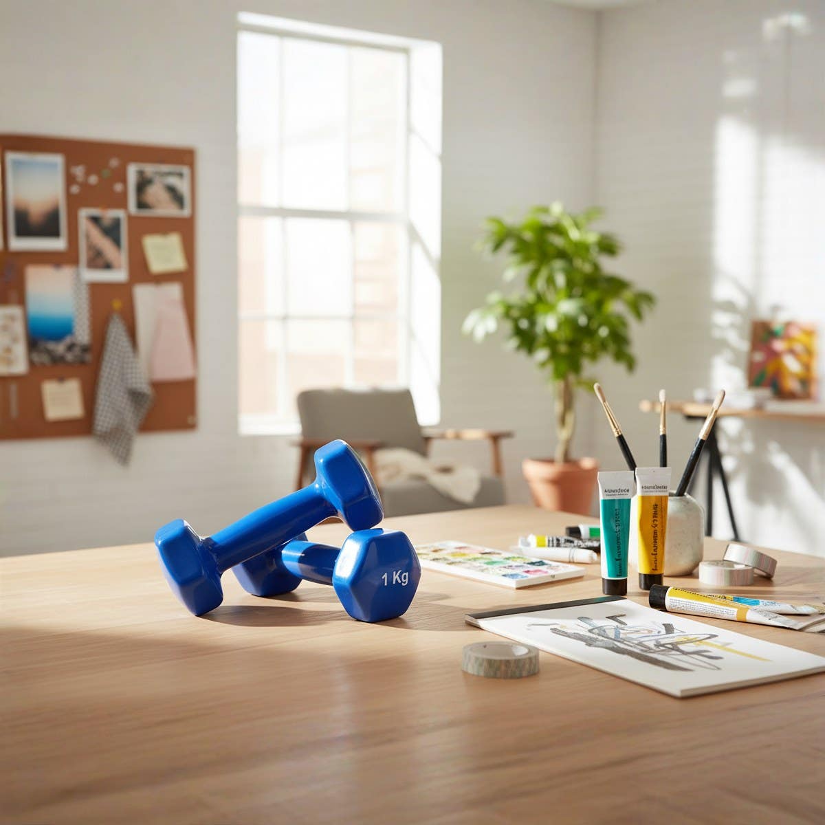 Vinyl Dumbbell Set - 1kg Each (2 Pieces), Multi Color