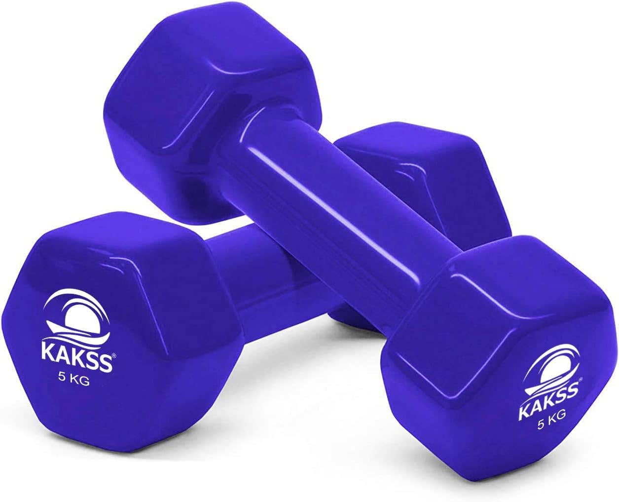 Kakss Vinyl Coated Cast Iron Dumbbells Pair 10 KG - Made in India
