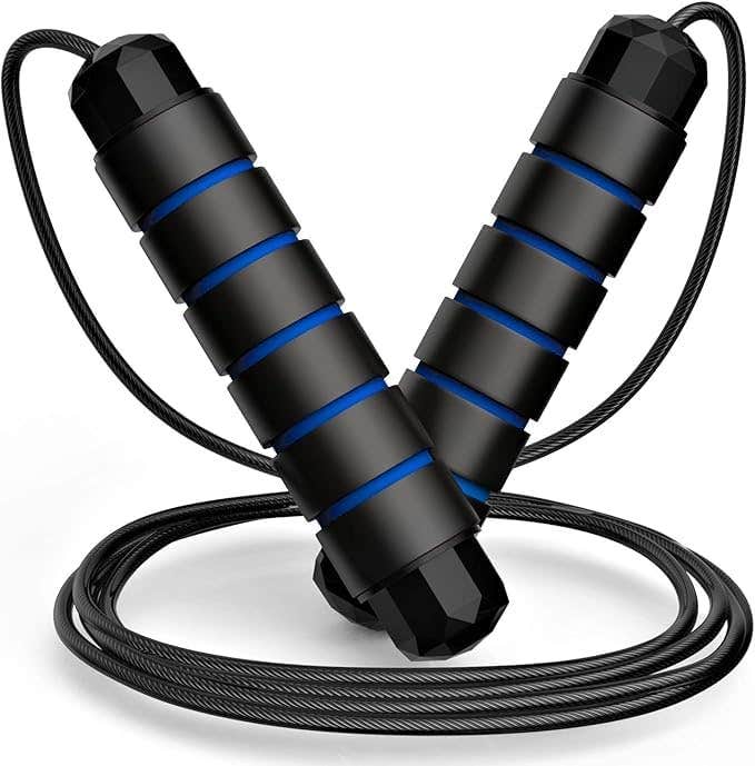Adjustable Steel Jump Rope with Ball Bearings - Blue - Fitness Workout for Women, Men, Kids