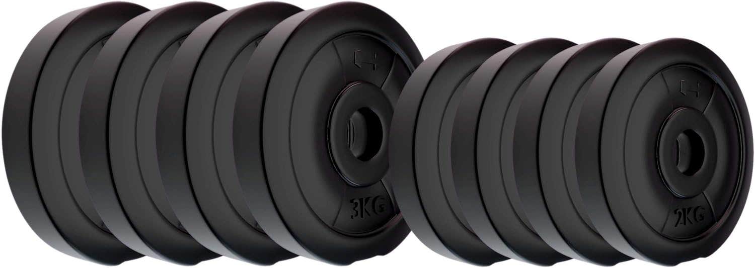 Musclen Fitness 8Kg PVC Weight Plates Set - Black, Gym Dumbbell Plates