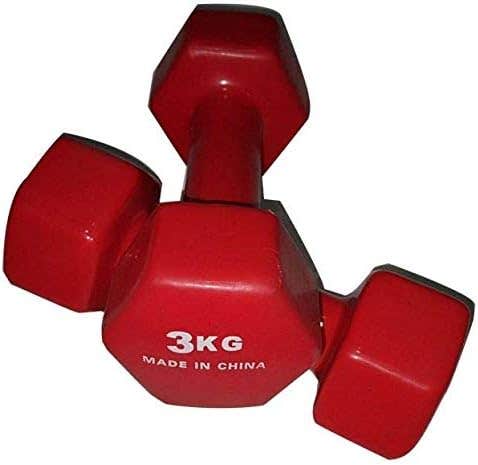 Neoprene 3 Kg Red Dumbbell for Men - Sporting Support Prime Sport