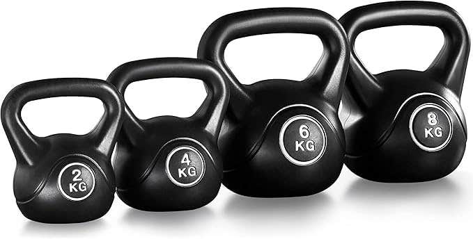 20 kg Kettlebell Set for Fitness Strength Training - 2 kg / 4 kg / 6 kg / 8 kg - Black
